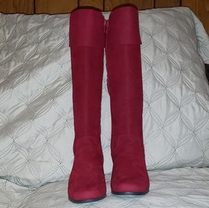 New Red & Black Suede Boots